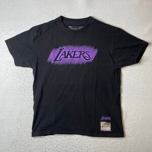 Mitchell & Ness T Shirt Mens Large Black Lakers Hardwood Classics Graphic Tee